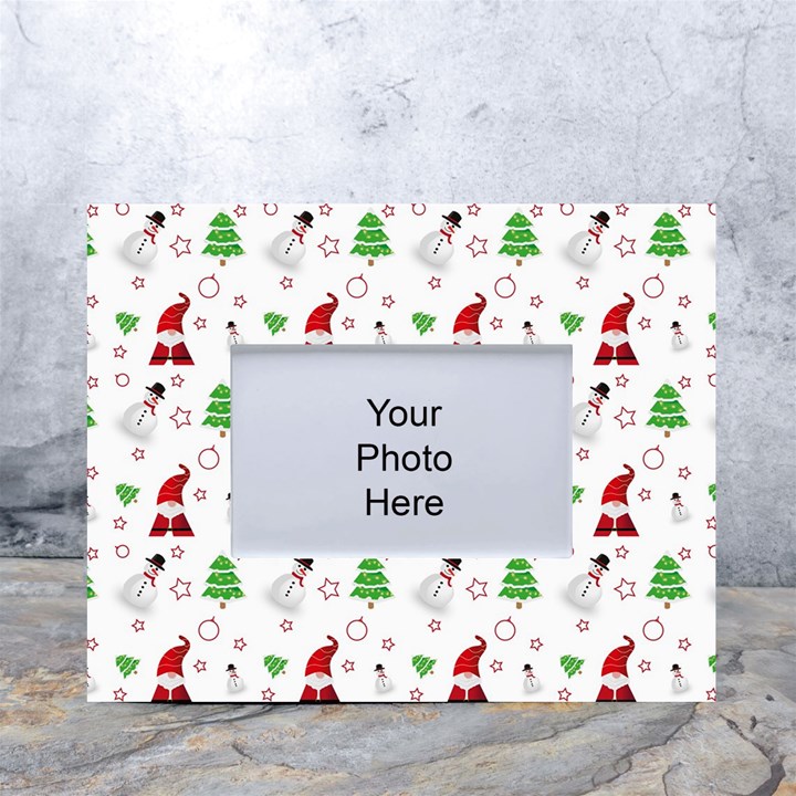 Santa Claus Snowman Christmas Xmas White Tabletop Photo Frame 4 x6 