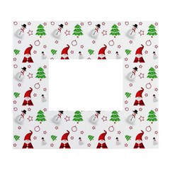 Santa Claus Snowman Christmas Xmas White Wall Photo Frame 5  X 7  by Amaryn4rt