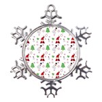 Santa Claus Snowman Christmas Xmas Metal Large Snowflake Ornament Front