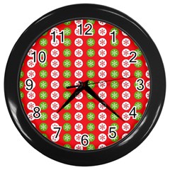 Festive Pattern Christmas Holiday Wall Clock (black) by Amaryn4rt