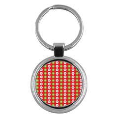 Festive Pattern Christmas Holiday Key Chain (round) by Amaryn4rt