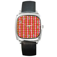 Festive Pattern Christmas Holiday Square Metal Watch by Amaryn4rt