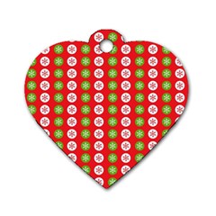 Festive Pattern Christmas Holiday Dog Tag Heart (two Sides) by Amaryn4rt