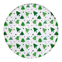 Christmas Trees Pattern Design Pattern Round Glass Fridge Magnet (4 Pack) by Amaryn4rt