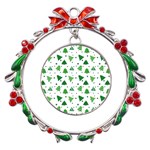 Christmas Trees Pattern Design Pattern Metal X mas Wreath Ribbon Ornament Front