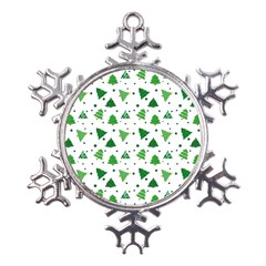 Christmas Trees Pattern Design Pattern Metal Large Snowflake Ornament by Amaryn4rt