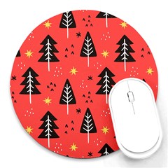 Christmas Christmas Tree Pattern Round Mousepad by Amaryn4rt