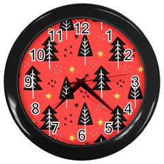 Christmas Christmas Tree Pattern Wall Clock (black) by Amaryn4rt