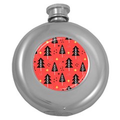 Christmas Christmas Tree Pattern Round Hip Flask (5 Oz) by Amaryn4rt