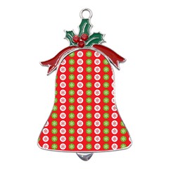 Festive Pattern Christmas Holiday Metal Holly Leaf Bell Ornament by Amaryn4rt