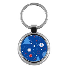 Christmas Pattern Tree Design Key Chain (round) by Amaryn4rt