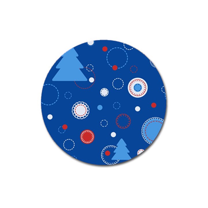 Christmas Pattern Tree Design Magnet 3  (Round)