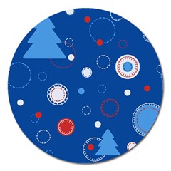 Christmas Pattern Tree Design Magnet 5  (round) by Amaryn4rt