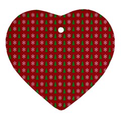 Snowflake Christmas Tree Pattern Heart Ornament (two Sides) by Amaryn4rt