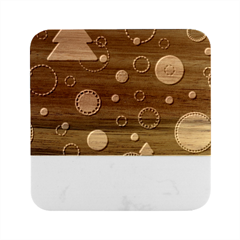 Christmas Pattern Tree Design Marble Wood Coaster (square) by Amaryn4rt