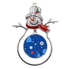 Christmas Pattern Tree Design Metal Snowman Ornament by Amaryn4rt