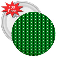 Green Christmas Tree Pattern Background 3  Buttons (100 Pack)  by Amaryn4rt