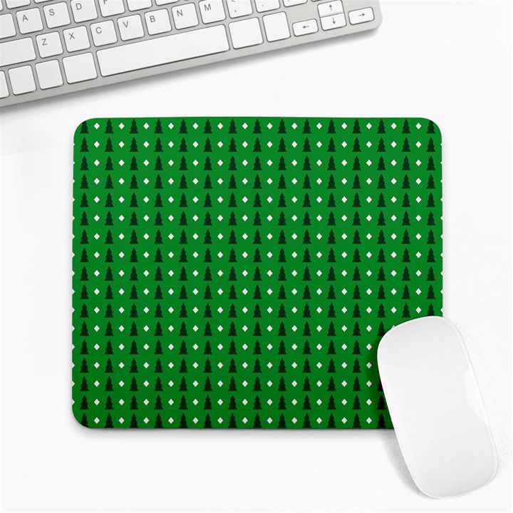 Green Christmas Tree Pattern Background Large Mousepad