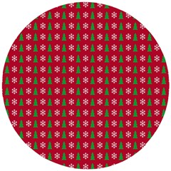 Snowflake Christmas Tree Pattern Wooden Puzzle Round by Amaryn4rt