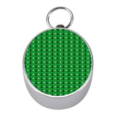 Green Christmas Tree Pattern Background Mini Silver Compasses by Amaryn4rt