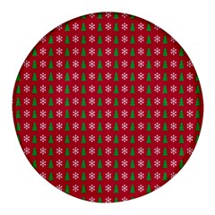 Snowflake Christmas Tree Pattern Round Glass Fridge Magnet (4 Pack) by Amaryn4rt