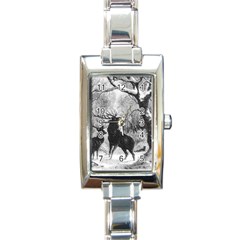 Stag-deer-forest-winter-christmas Rectangle Italian Charm Watch by Amaryn4rt