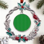 Green Christmas Tree Pattern Background Metal X mas Wreath Holly leaf Ornament Front