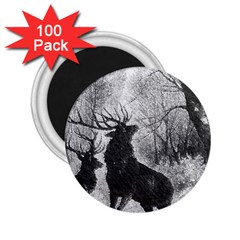 Stag-deer-forest-winter-christmas 2 25  Magnets (100 Pack) 