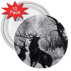 Stag-deer-forest-winter-christmas 3  Buttons (10 Pack)  by Amaryn4rt