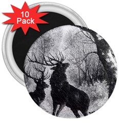 Stag-deer-forest-winter-christmas 3  Magnets (10 Pack)  by Amaryn4rt