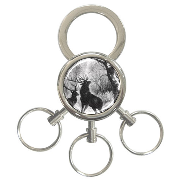 Stag-deer-forest-winter-christmas 3-Ring Key Chain