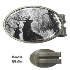 Stag-deer-forest-winter-christmas Money Clips (oval)  by Amaryn4rt