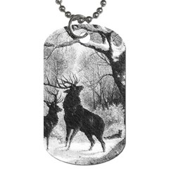 Stag-deer-forest-winter-christmas Dog Tag (one Side) by Amaryn4rt