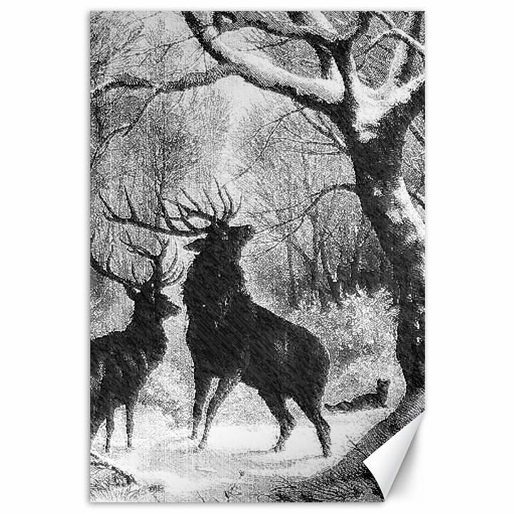 Stag-deer-forest-winter-christmas Canvas 12  x 18 