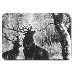 Stag-deer-forest-winter-christmas Large Doormat by Amaryn4rt