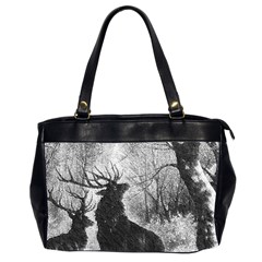 Stag-deer-forest-winter-christmas Oversize Office Handbag (2 Sides) by Amaryn4rt