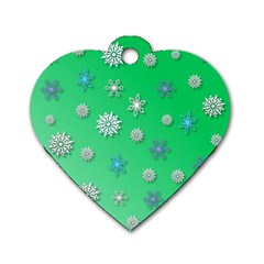 Snowflakes-winter-christmas-overlay Dog Tag Heart (one Side) by Amaryn4rt