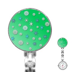 Snowflakes-winter-christmas-overlay Stainless Steel Nurses Watch by Amaryn4rt