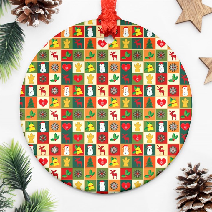 Pattern-christmas-patterns Ornament (Round)