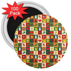 Pattern-christmas-patterns 3  Magnets (100 Pack) by Amaryn4rt