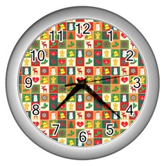 Pattern-christmas-patterns Wall Clock (silver) by Amaryn4rt