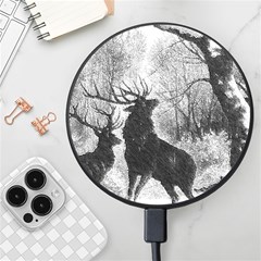 Stag-deer-forest-winter-christmas Wireless Fast Charger(black) by Amaryn4rt