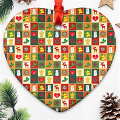 Pattern-christmas-patterns Heart Ornament (two Sides) by Amaryn4rt