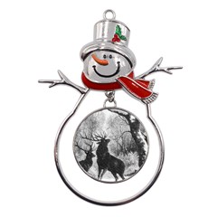 Stag-deer-forest-winter-christmas Metal Snowman Ornament