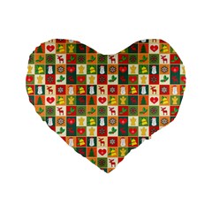 Pattern-christmas-patterns Standard 16  Premium Flano Heart Shape Cushions by Amaryn4rt