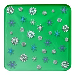 Snowflakes-winter-christmas-overlay Square Glass Fridge Magnet (4 Pack) by Amaryn4rt