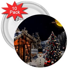 Christmas-landscape 3  Buttons (10 Pack)  by Amaryn4rt