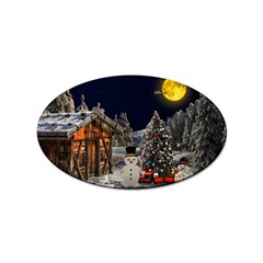 Christmas-landscape Sticker (oval) by Amaryn4rt