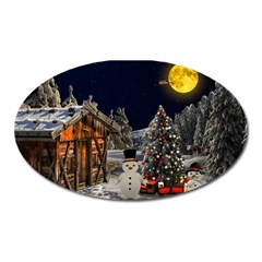 Christmas-landscape Oval Magnet by Amaryn4rt