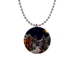 Christmas-landscape 1  Button Necklace by Amaryn4rt